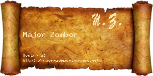 Major Zombor névjegykártya